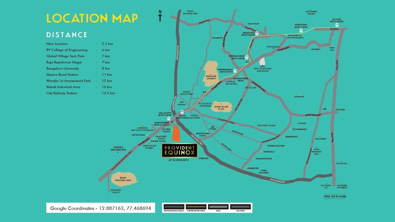 Provident Equinox, Location Map, Mysore Road, Bangalore