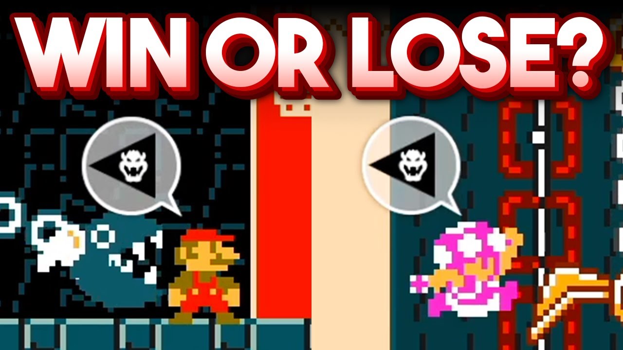 The Winner LOST in this 4 Lane 1v1v1v1 VS Level...? (Super Mario Maker 2)