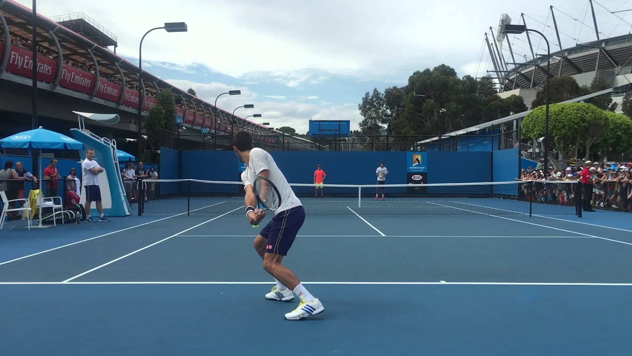 [HD] Novak Djokovic ground stroke practice AO 2016