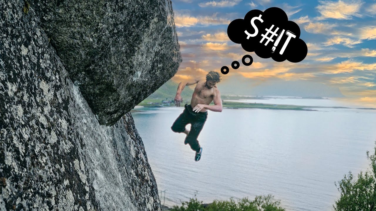 Pro climbers taking dangerous falls in Norway