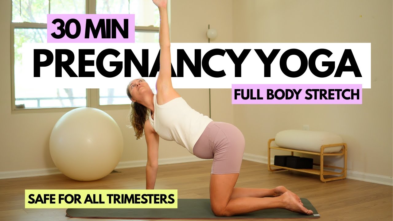 30-Minute Pregnancy Yoga for First, Second & Third Trimester | Feel-Good Full Body Prenatal Stretch