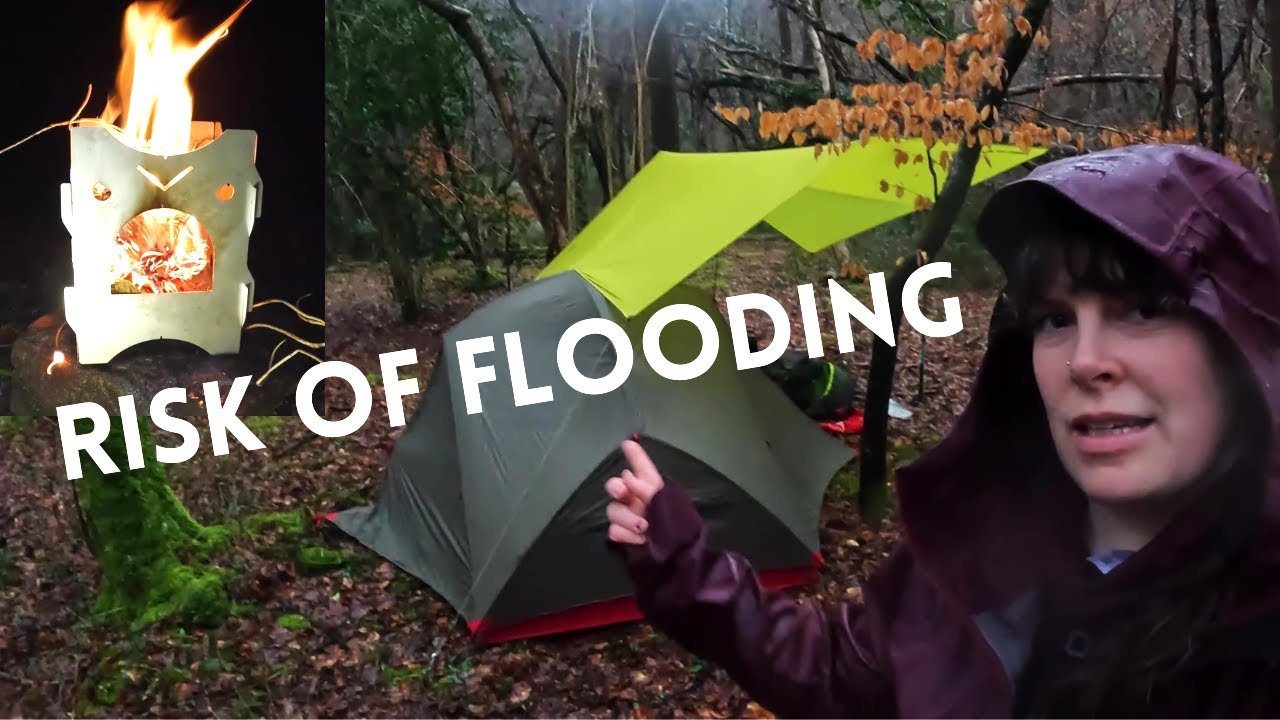 Solo camp in Yellow Weather Warning ⚠️ Failed attempt at making stick stove FIRE🔥(rain ASMR)