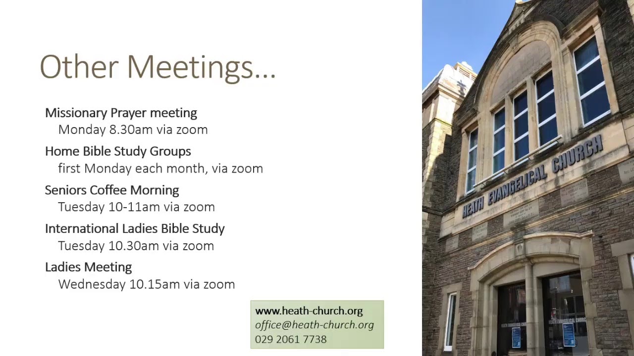 Heath Evangelical Church Live Stream - Sunday 3 January 2021 AM