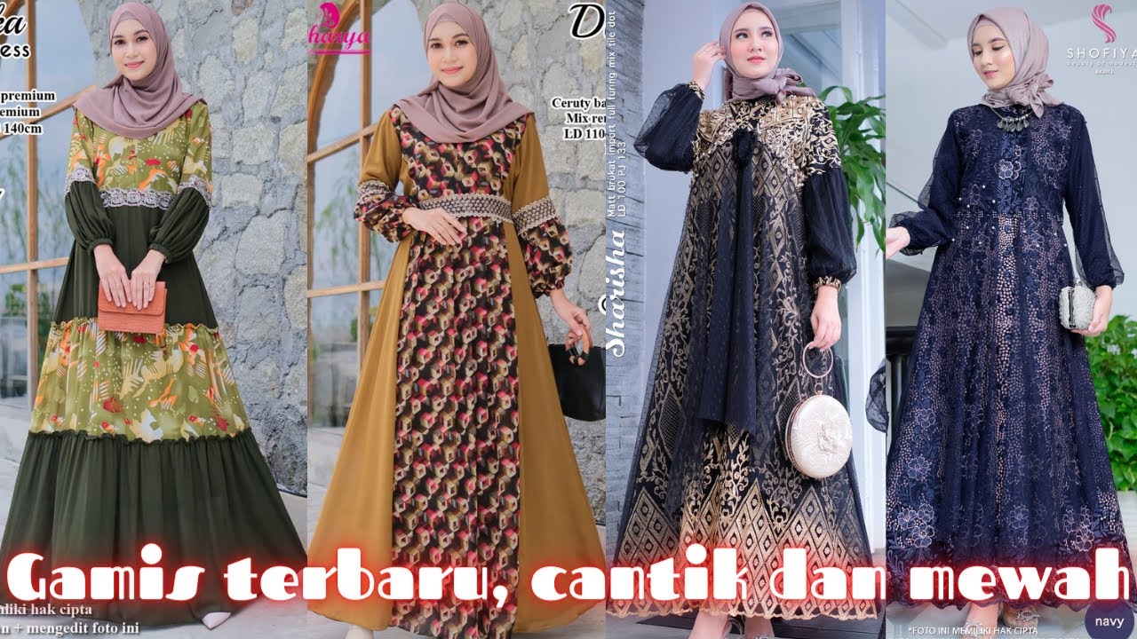 Kumpulan model baju gamis terbaru 2022/2023, mewah motif cantik simple dan elegan