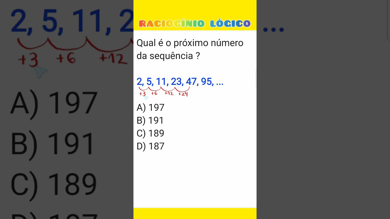 RACIOC&Iacute;NIO L&Oacute;GICO | Voc&ecirc; consegue descobrir a l&oacute;gica dessa sequ&ecirc;ncia??🤔