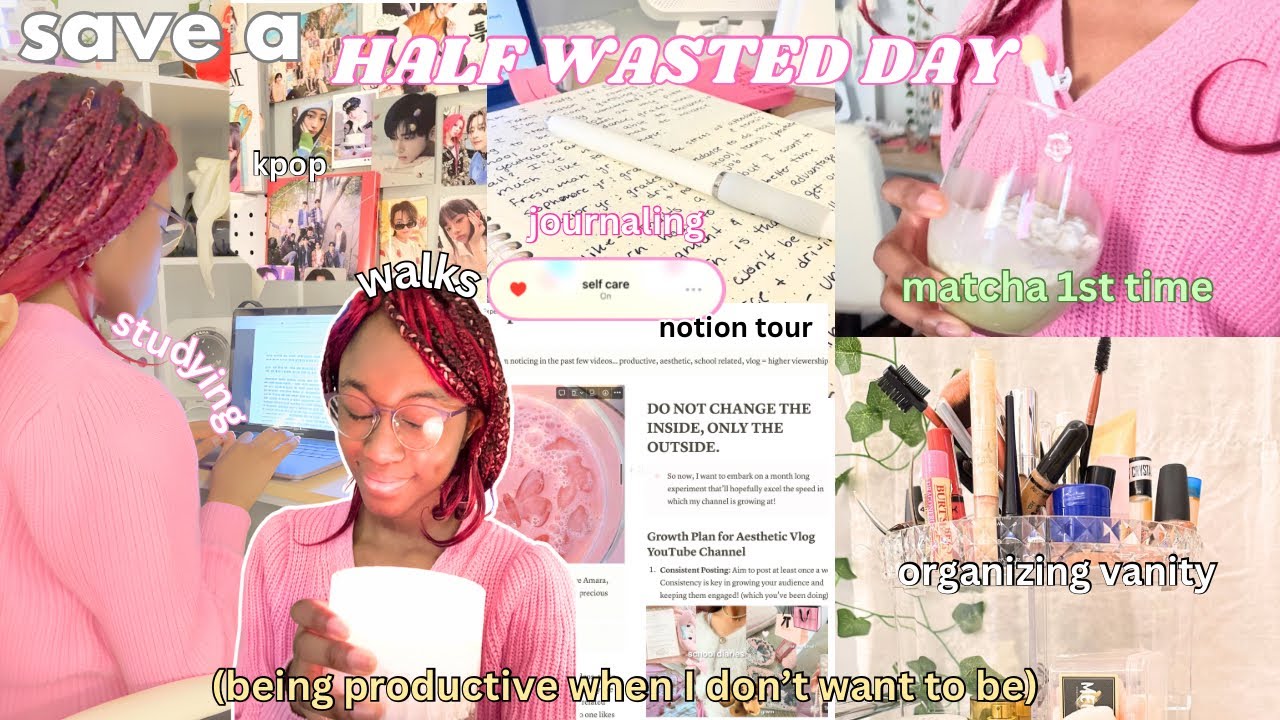 SAVE A HALF WASTED DAY 🍵 ˚ ༘♡  productive, studying, organizing, K-pop room makeover, matcha ~ vlog