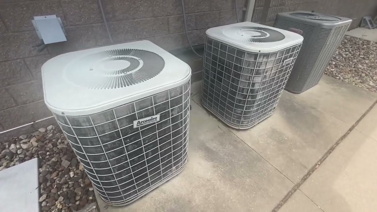 Arcoaire, Goodman, and ICP units running on a warm summer day! (+startup from a 1999 Arcoaire!)