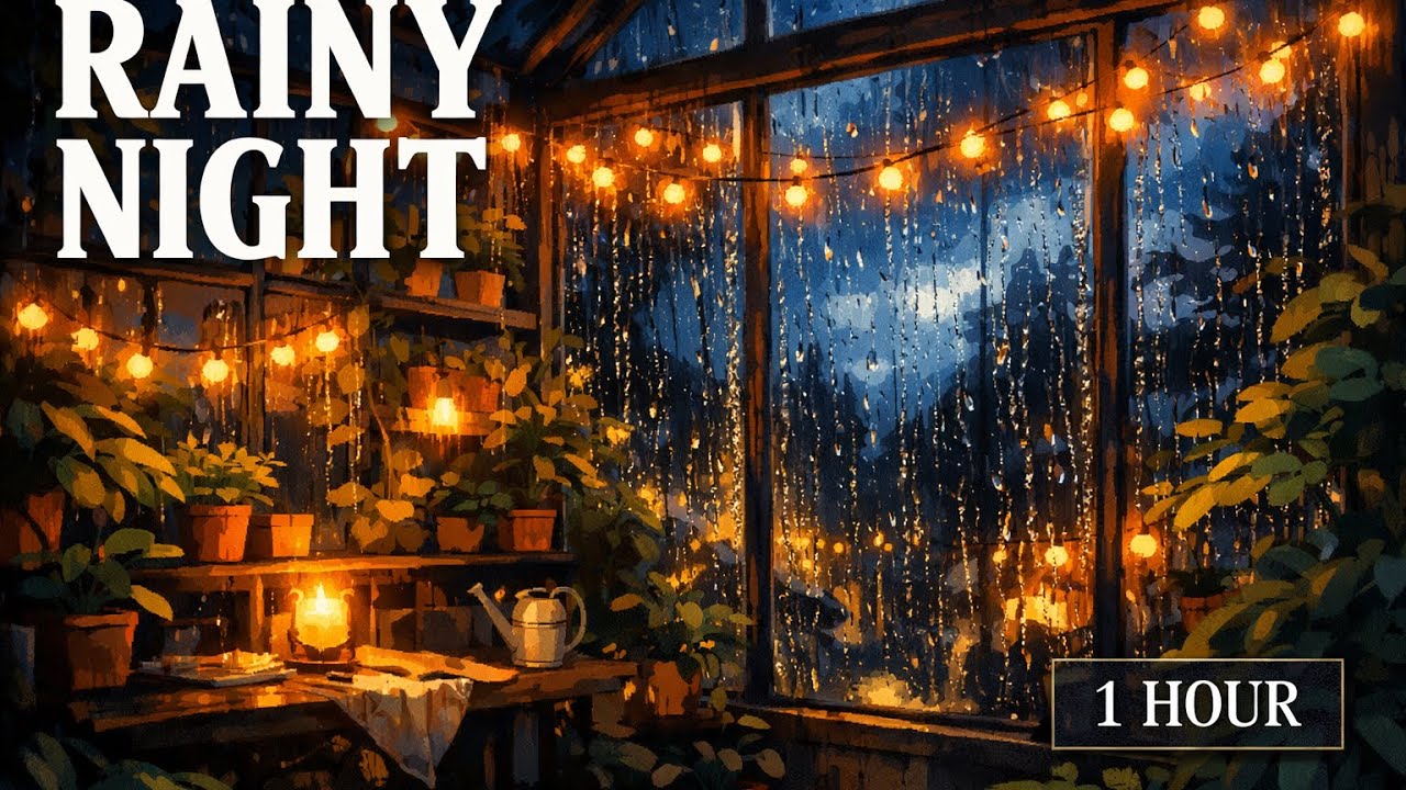 Rainy Night in the Greenhouse 🌧️ Lofi Beats for Deep Focus & Sleep [1 Hour]