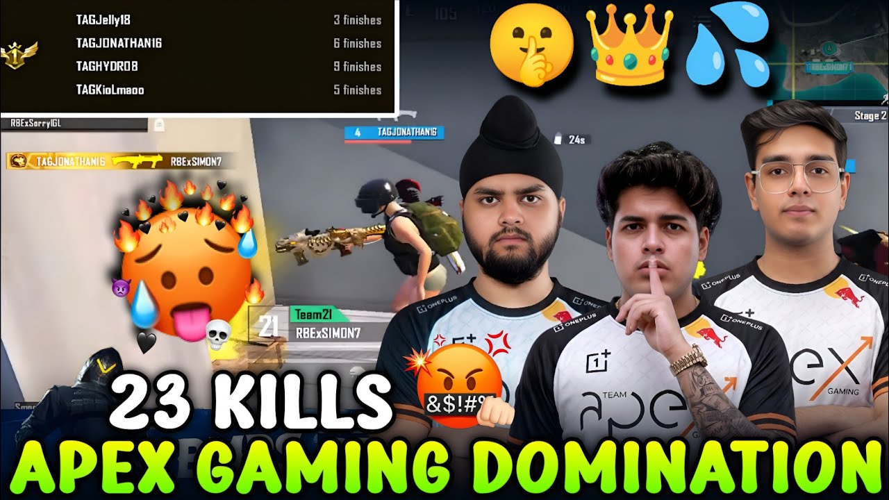 JONATHAN 👑 HYDRO 💦 KIOLAMOO 🤫 ANGRY 😡 DESTROY LOBBY 23 KILLS IN ERANGLE 😳 APEX GAMING HIGHLIGHT 🖤