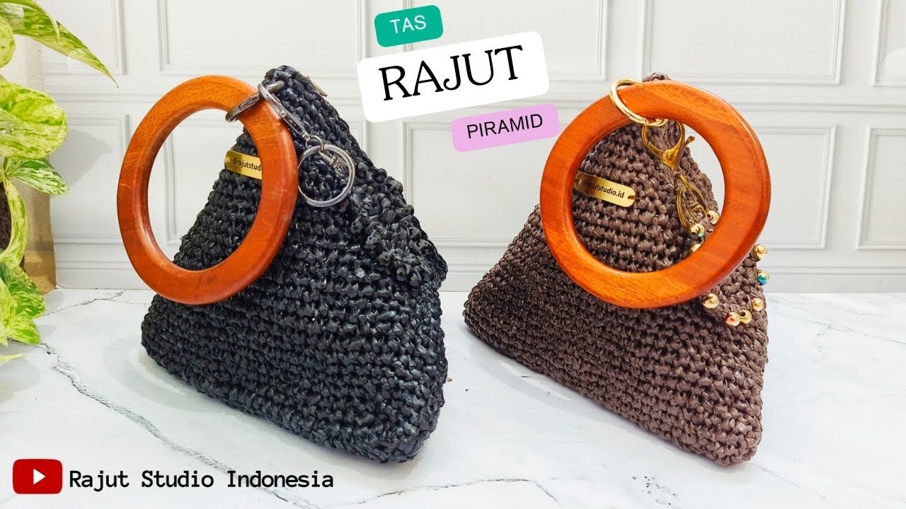 Tutorial Tas Rajut Piramid Dari Kantong Plastik #crochetbag #rajutstudio #tasrajutunik