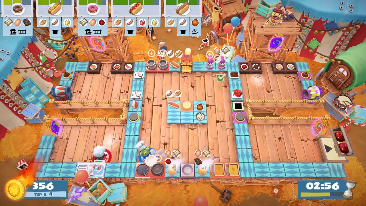 Overcooked 2 - Carnival Chaos 3-4 :: 2 Players - Score: 1660
