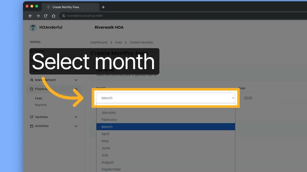 Generate Monthly Fees Using Fee Management System
