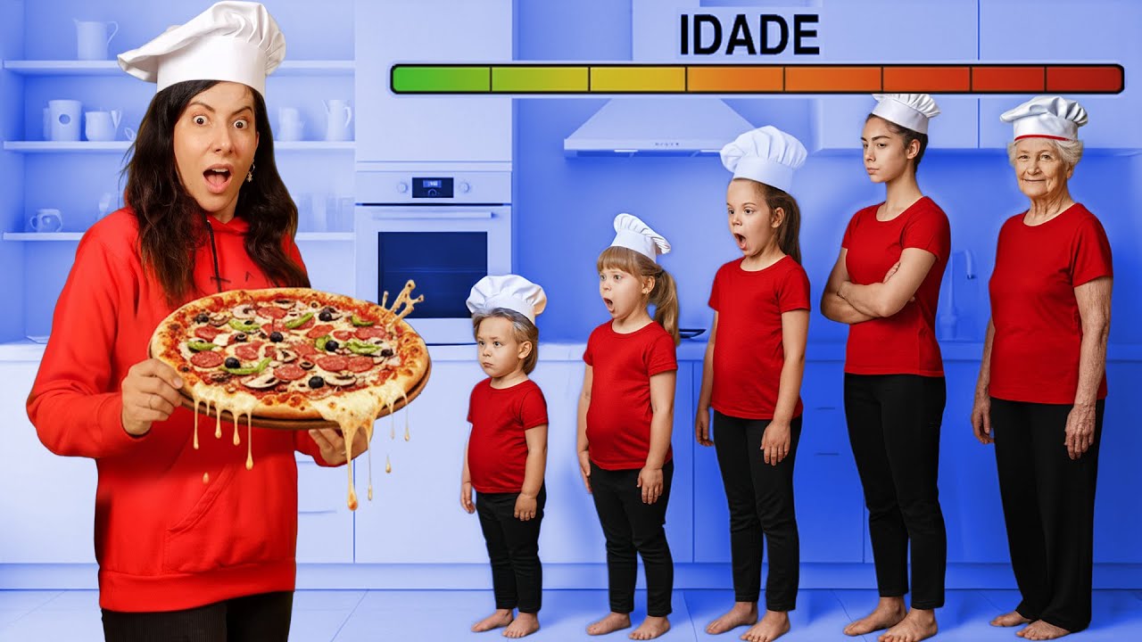 ENFRENTANDO IDADES DE 8 ANOS até 80 ANOS na Pizza!