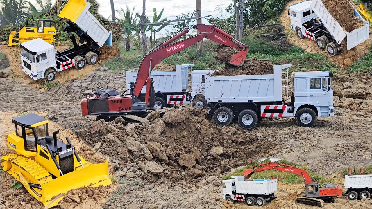 Amazing RC DUMP SHACMAN 25TON AND Bull Dozer Shantui DH17c3 Construction Rural 