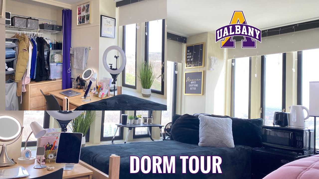 UALBANY COLLEGE DORM ROOM TOUR 💛💜 | Spring 2022