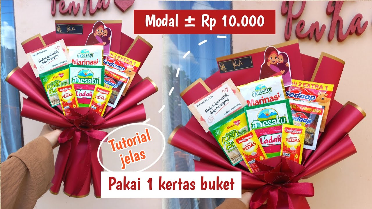 Buket Hari Ibu, Buket Bumbu Dapur Pakai 1 Lembar Kertas | Buket Low budget Modal 10 Ribu