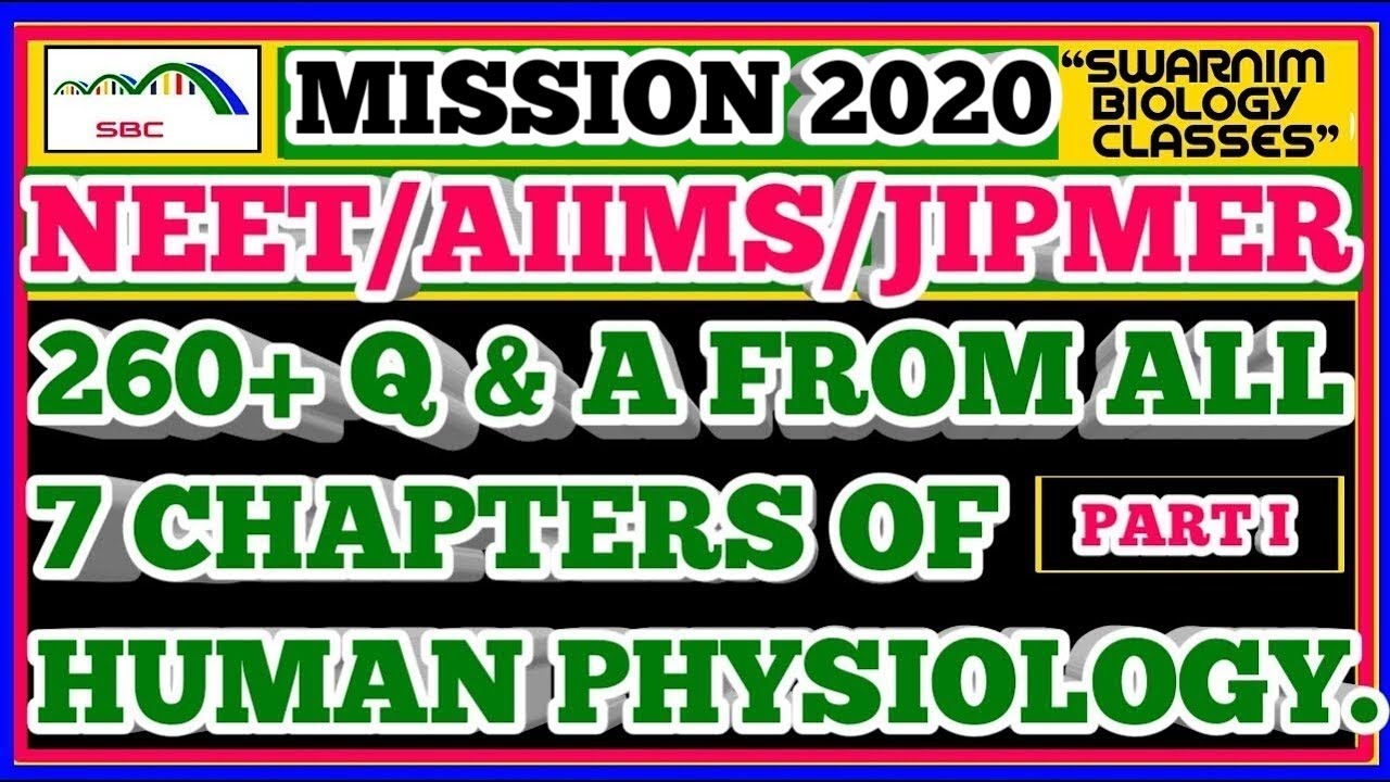 MOST EXPECTED 260+ HUMAN PHYSIOLOGY Q & A FOR NEET/AIIMS 2020| NEET IMPORTANT QUESTIONS AND ANSWERS.