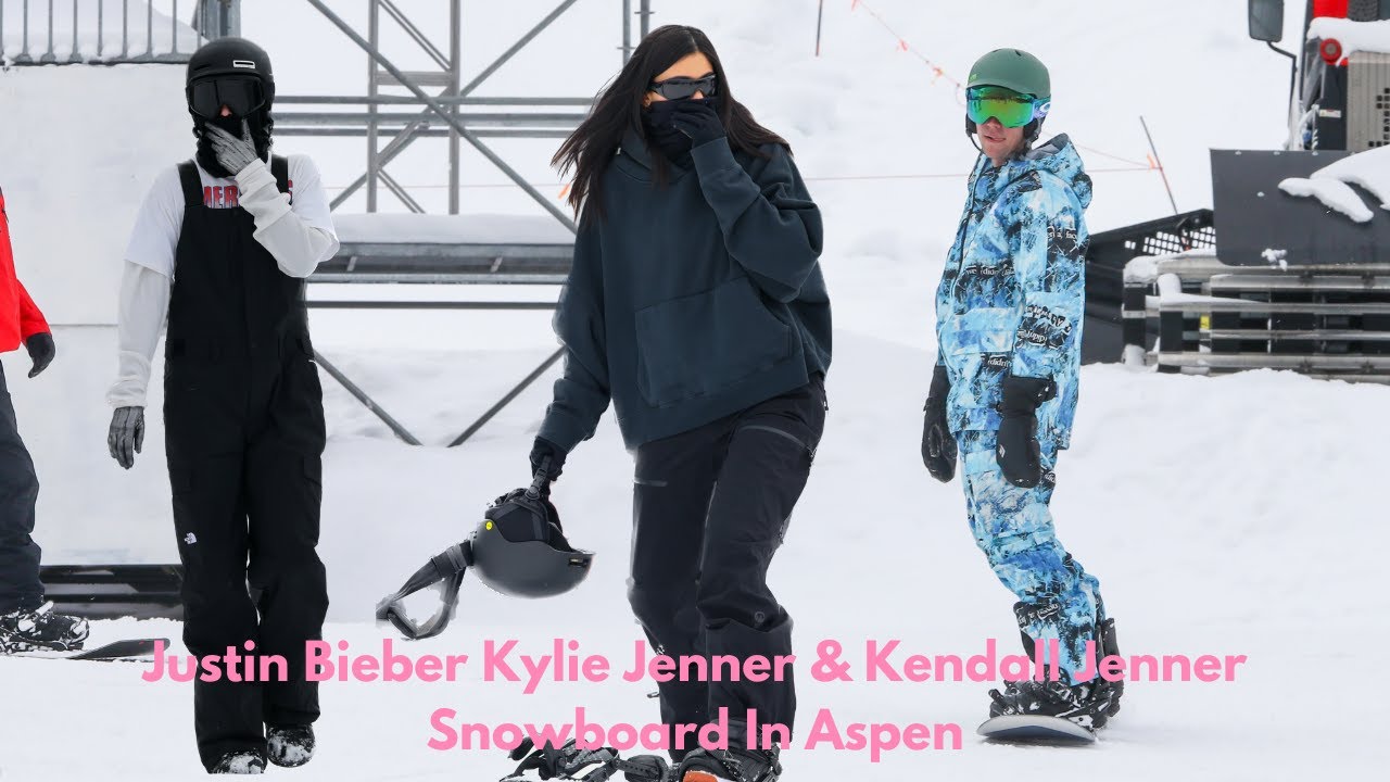 Justin Bieber Kendall Jenner & Kylie Jenner Snowboard In Aspen On New Year’s Eve