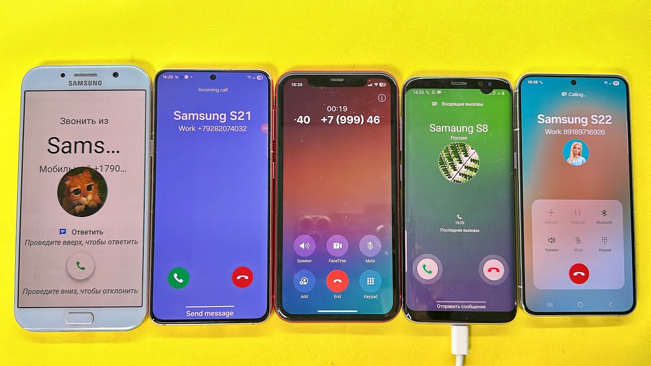Incoming & Outgoing Call Samsung A7 vs Samsung S8 vs S22 vs S21 vs iPhone 11