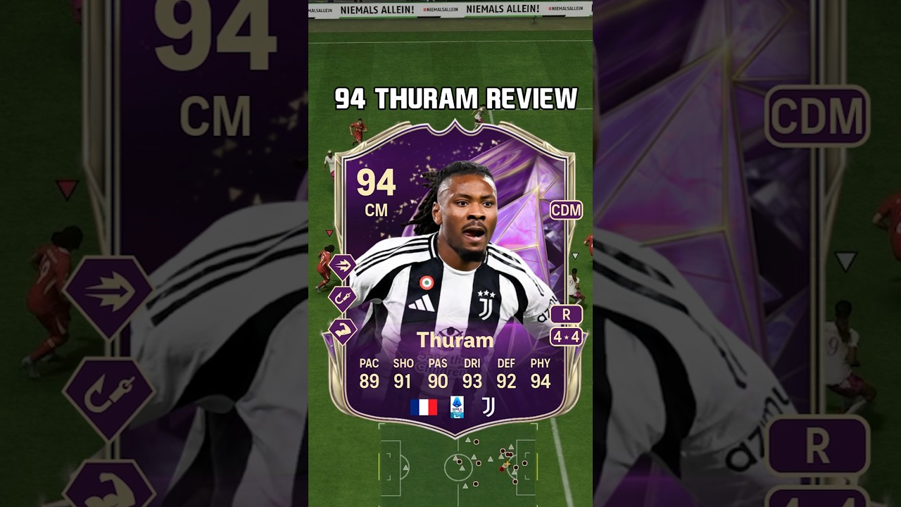 94 TOTS Thuram Review in EA FC 25, the beast is back 🤩 #shorts #short #fc25 #eafc25 #tots #thuram