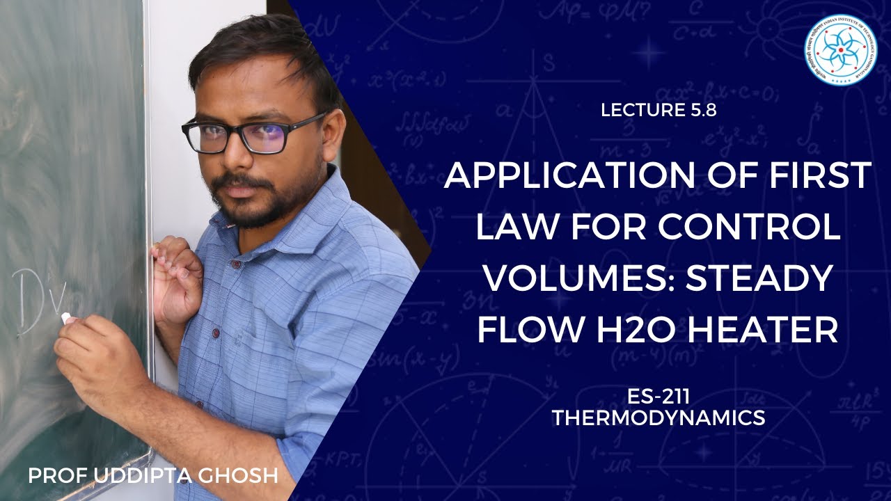 5.8 | Application of First Law for CV: Steady Flow H2O Heater | Prof Uddipta | ES-211 Thermodynamics