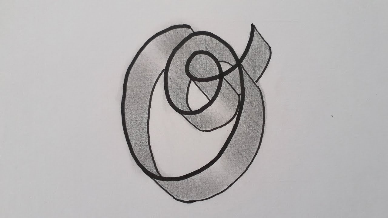 How To Draw 3d Calligraphy Letter O Easy / Drawing Writing Capital Cursive For Beginners / Alphabet