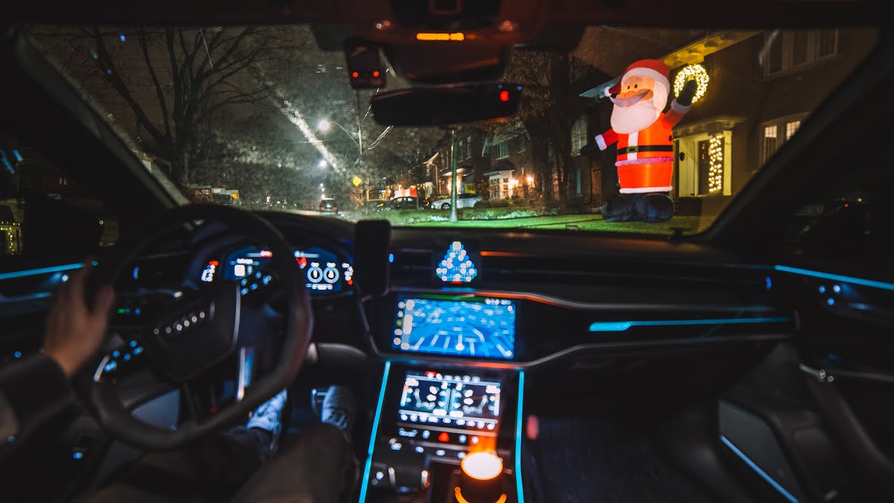 2023 AUDI RS6 | Christmas Santa Hunt + ASMR Night City Drive | Cockpit View