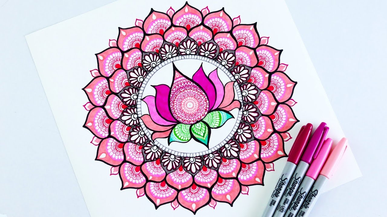 How to draw Lotus Mandala art for beginners | Easy Lotus Mandala Tutorial