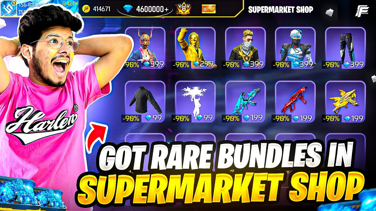 FREE FIRE NEW SUPERMARKET EVENT I GOT EVERYTHING IN SALE 😍!!! 90% OFF -GARENA FREE FIRE