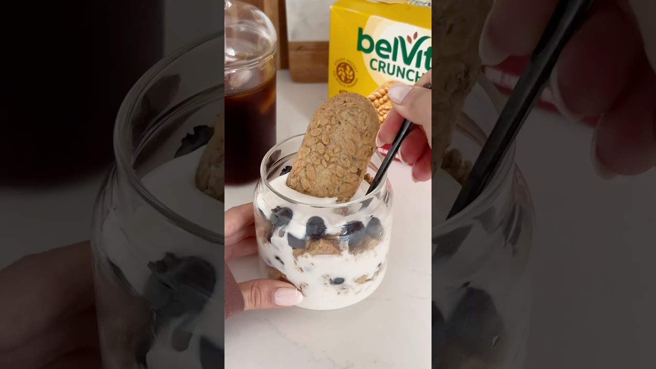 #ad Rise and Thrive with me and my @belVita Breakfast Biscuits parfait and cup of coffee! 🫐☕️