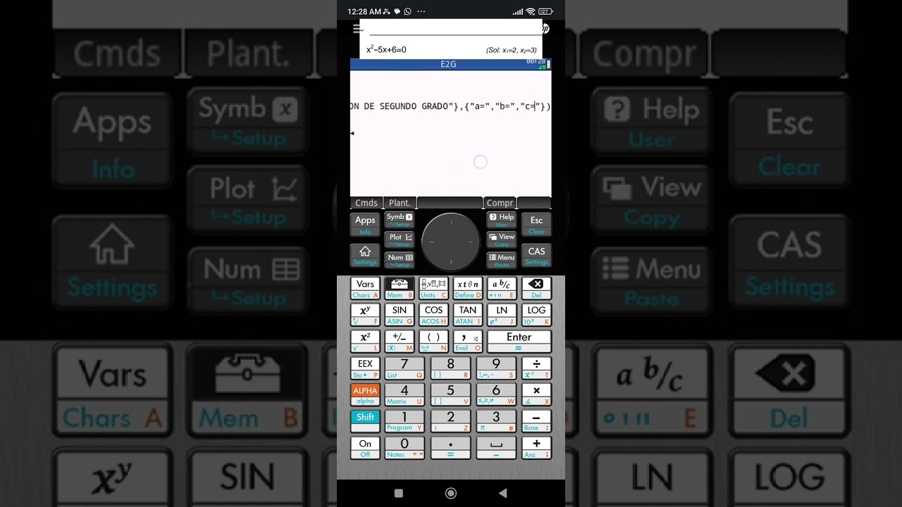 REALIZANDO UN PROGRAMA PARA RESOLVER ECUACIONES DE SEGUNDO GRADO EN LA CALCULADORA HP PRIME