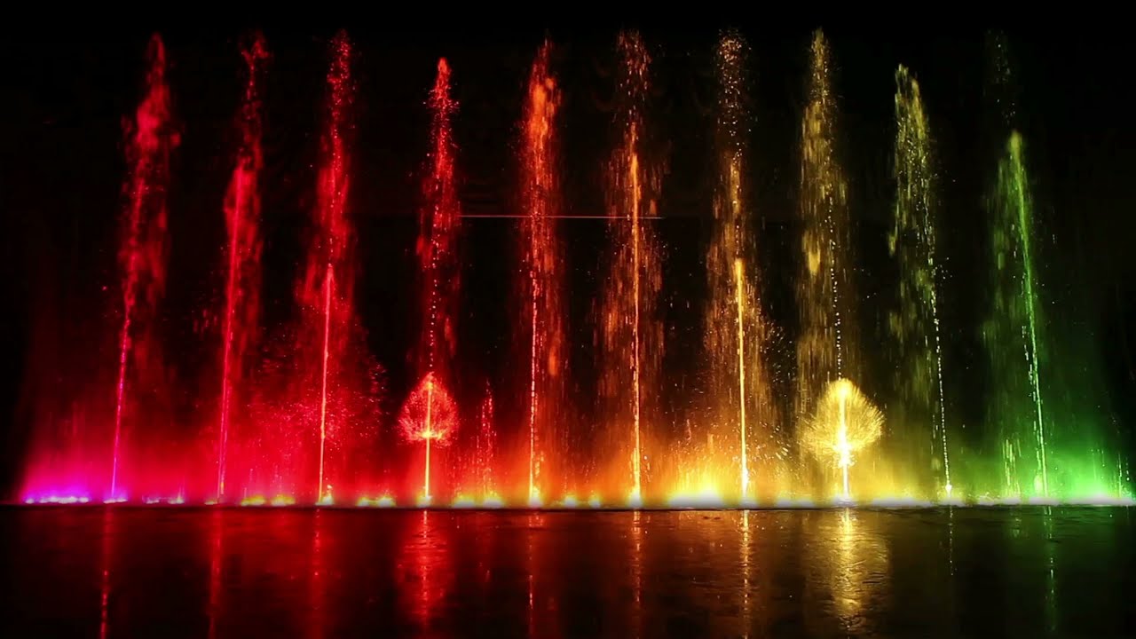 Beautiful Colorful Water Fountain and Relax Music