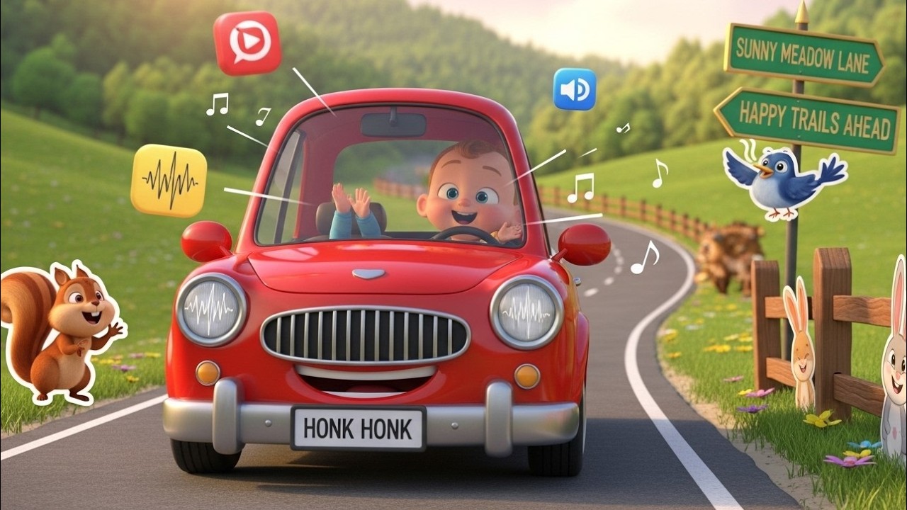 Vroom Vroom Red Car Zoom 🚗💨 | Kids Car Adventure | Learn Colors & Vehicles
