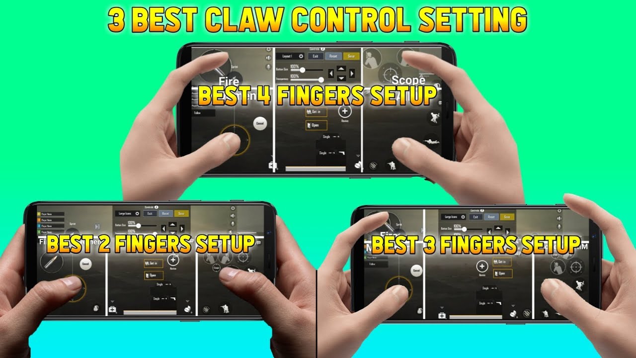 PUBG MOBILE 3 BEST 2 FINGERS, 3 FINGERS AND 4 FINGERS CLAW SETTING