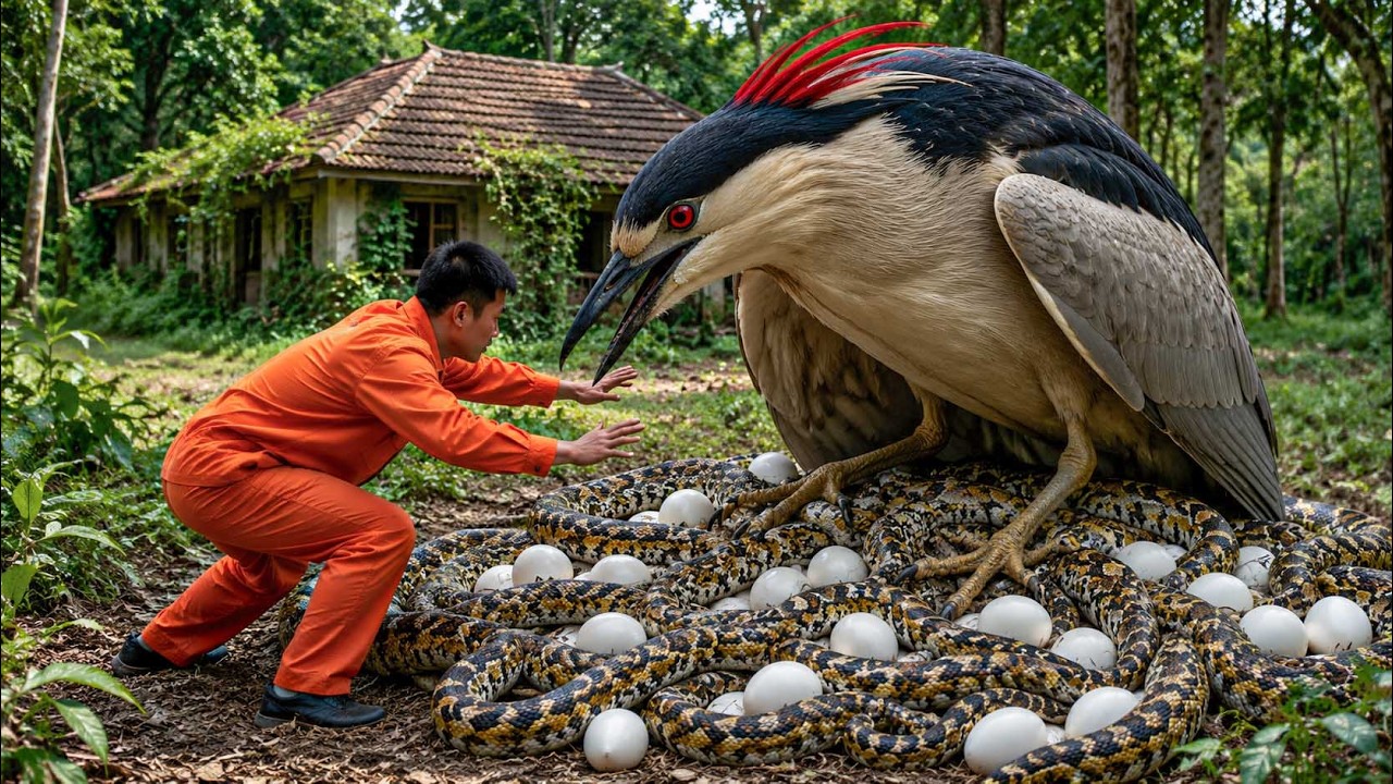 Harvesting Giant Herons Near Abandoned House to sell | Rare Catch Sold Out Fast | Survival Skills