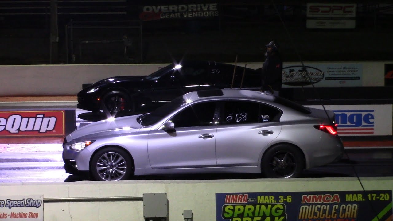 10 Second Infiniti Q50 Chasing World Record on Stock Turbos - 10.61 at 128.4 MPH 1/4 Mile