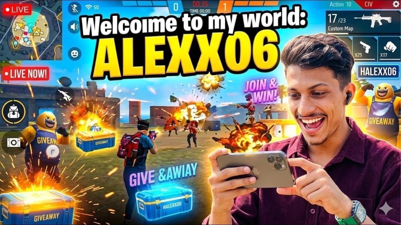 Free Fire🎮giveaway Live Custom and csr Stream #freefire#Halexx06#garenafreefire#video#shorts #games
