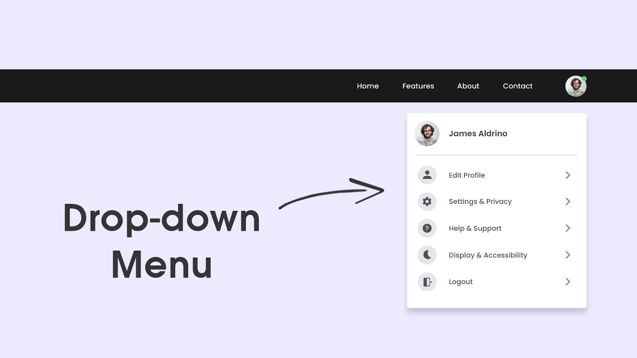 Как создать выпадающее меню профиля с помощью HTML, CSS и JavaScript | Переключающееся меню для в...