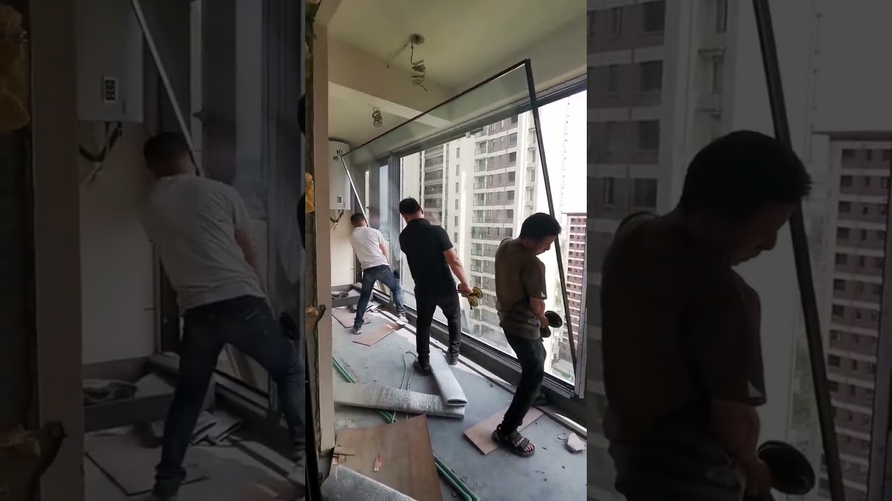Install large glass on site 