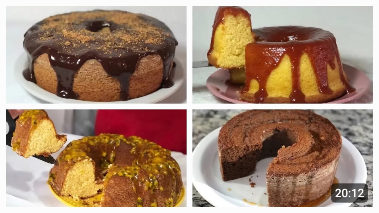 QUATRO RECEITAS DE BOLO PRO LANCHE DA TARDE/  AMENDOIM - FUBÁ COM GOIABADA - MARACUJÁ - CANELA E MEL