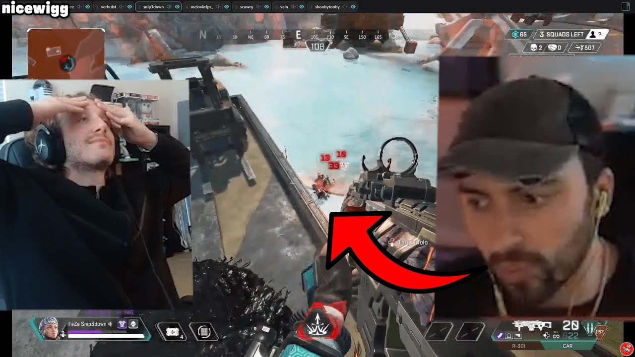 NiceWigg impressed at how FaZe Snip3down ran down the ALGS Scrims lobby!