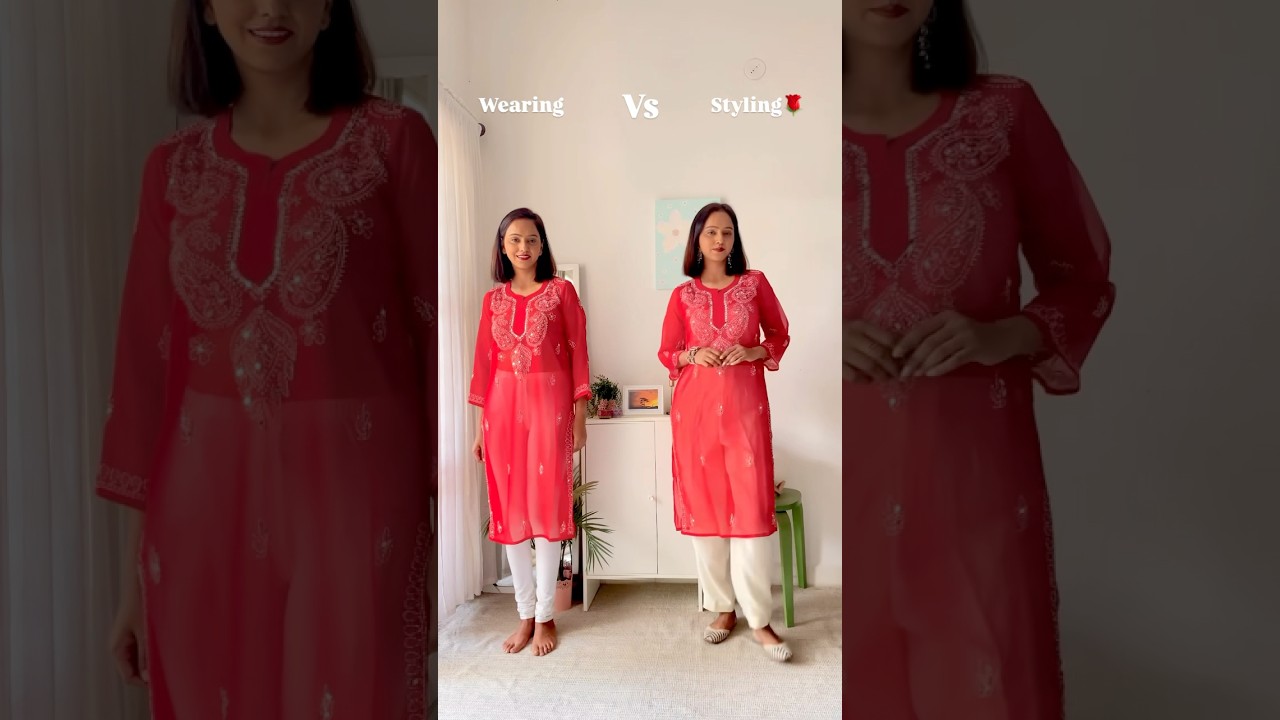 Styling Red chikankari kurti | wearing versus styling #chikankari #suit #styling #ethnic #indianwear