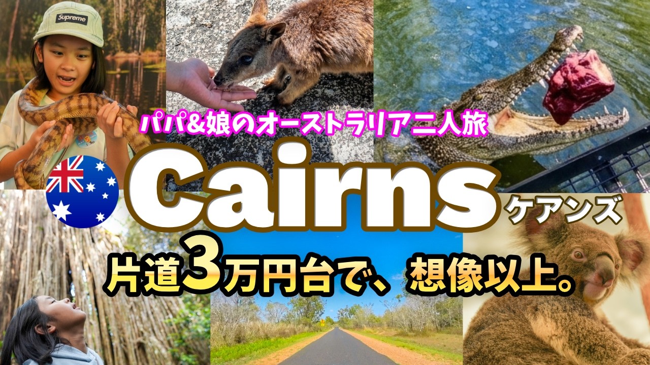初めてのオーストラリア・ケアンズ①🇦🇺 パパと娘の二人旅｜片道3万円台LCCでロードトリップ🚗｜ワニとコアラが近すぎた🐊🐨｜3泊5日のリアル費用💰️