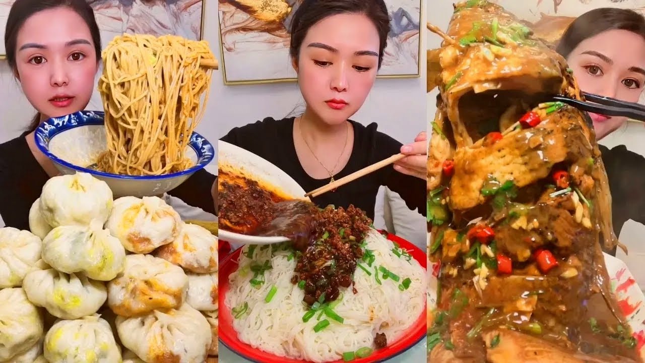 ASMR | Eating Chinese Food|우동면에와칠리소스 먹방 |중국생선카레 먹방 | 토마토계란와덮밥 먹방 | 중국찜만두와면 먹방 | 통생선찜 먹방 | 중국국수김치 먹방