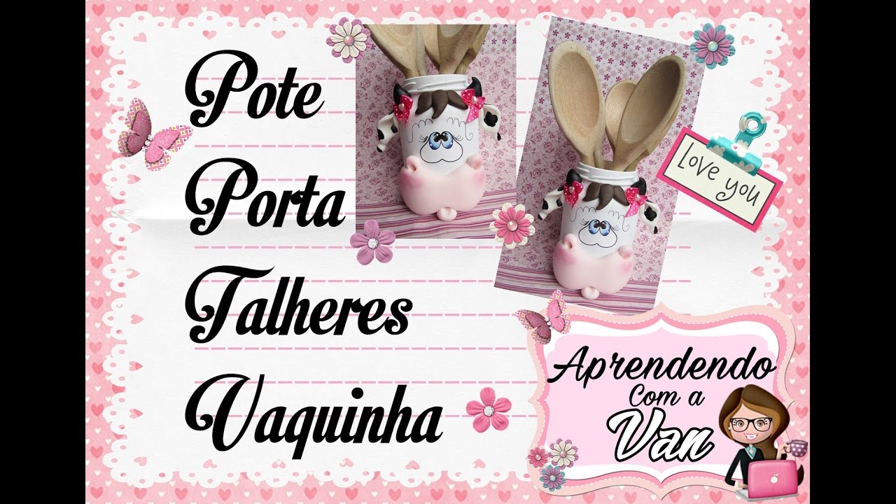 (DIY) Pote Porta Talheres Vaquinha (Maratona de Potes #21)