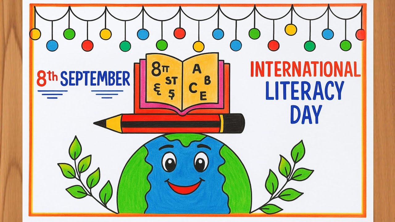  International Literacy Day Poster drawing easy World Literacy day poster Literacy Day Poster