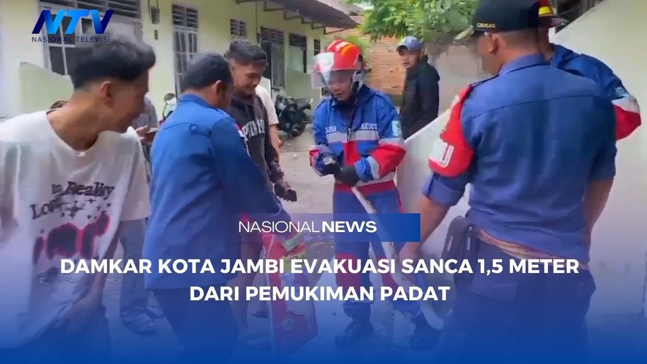 DAMKAR KOTA JAMBI EVAKUASI SANCA 1,5 METER DARI PEMUKIMAN PADAT