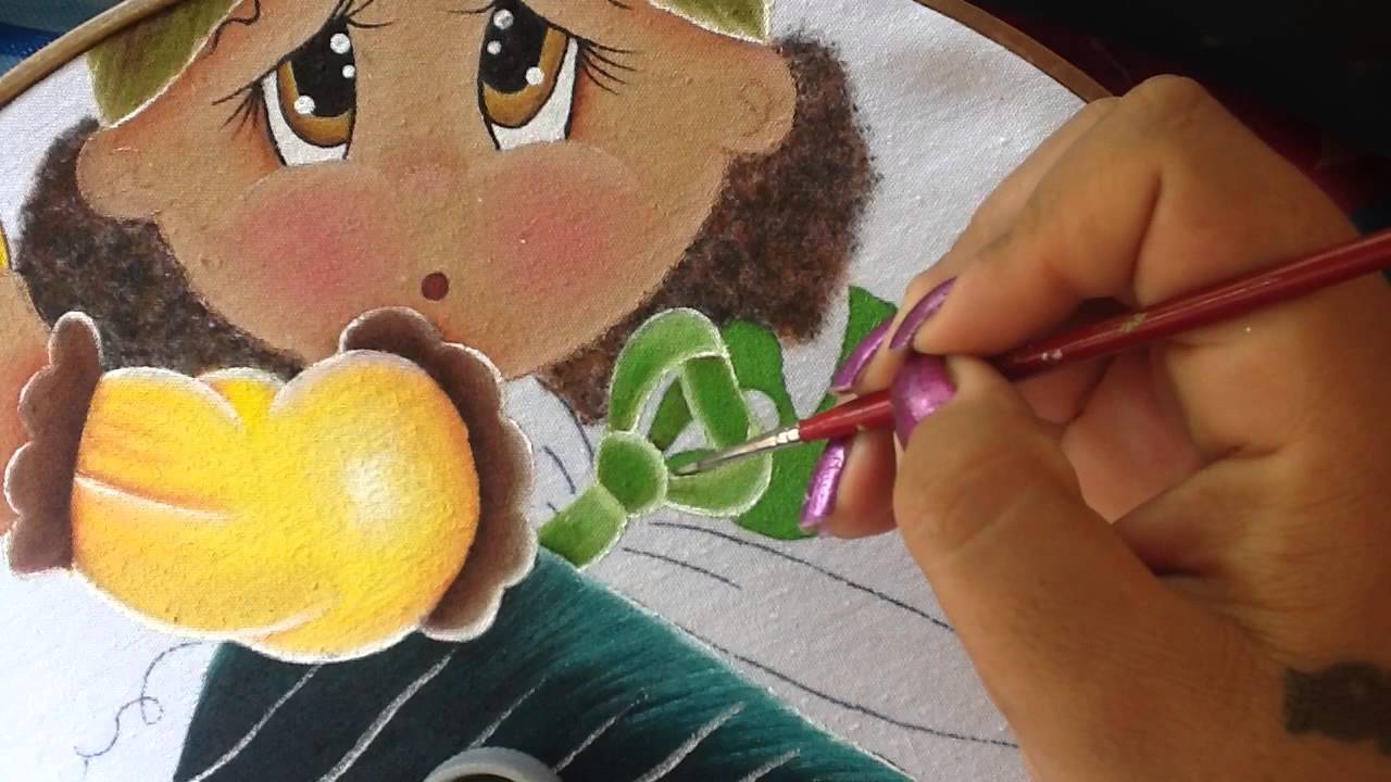 Pintura en tela niña platano # 5 con cony