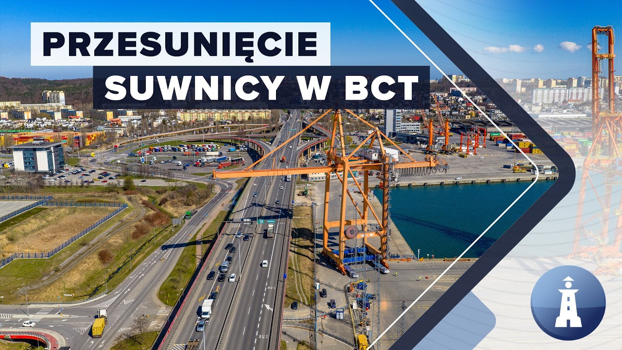 Przemieszczenie suwnicy w BCT Gdynia. 900 ton powoli przemierza port