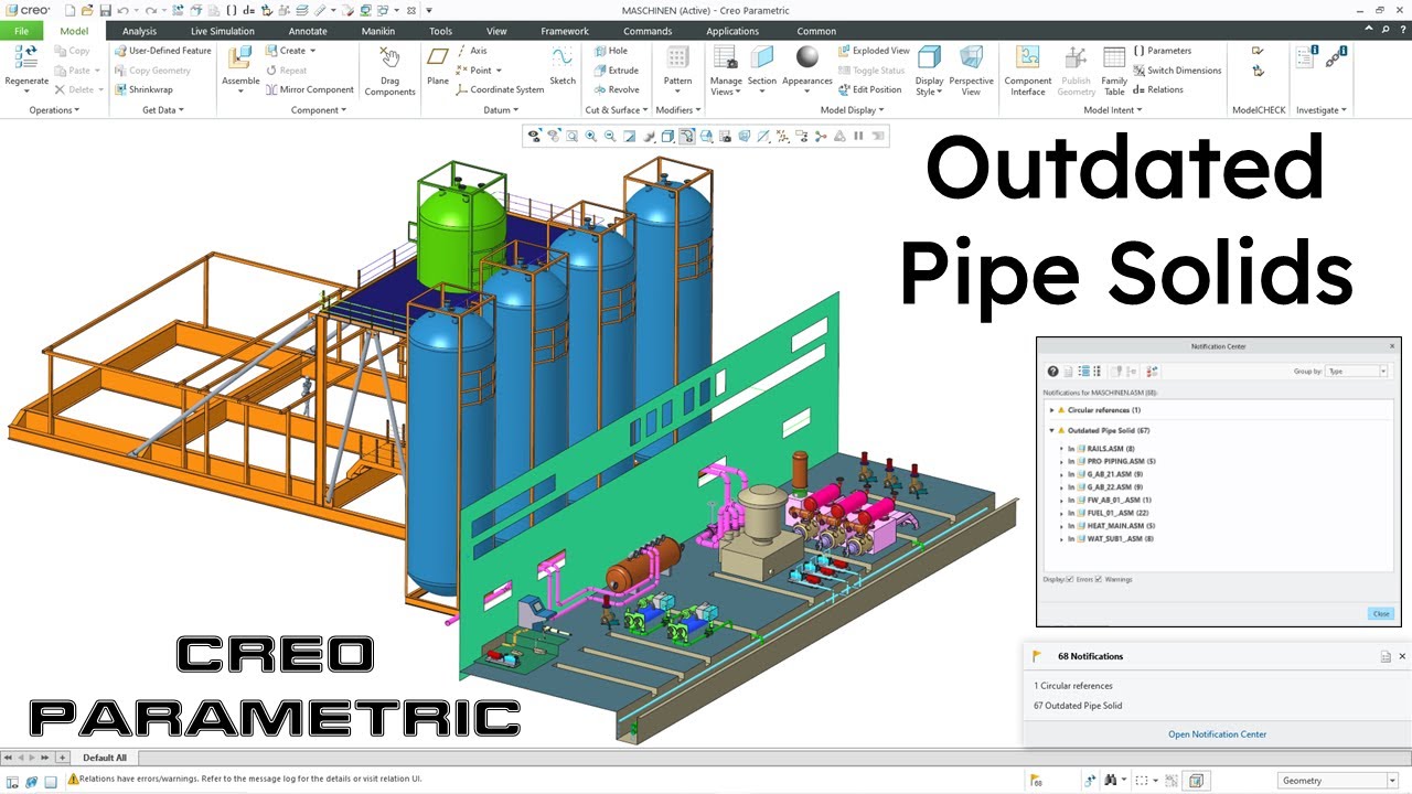 Creo Parametric - Piping - How to Handle Outdated Pipe Solids Notifications